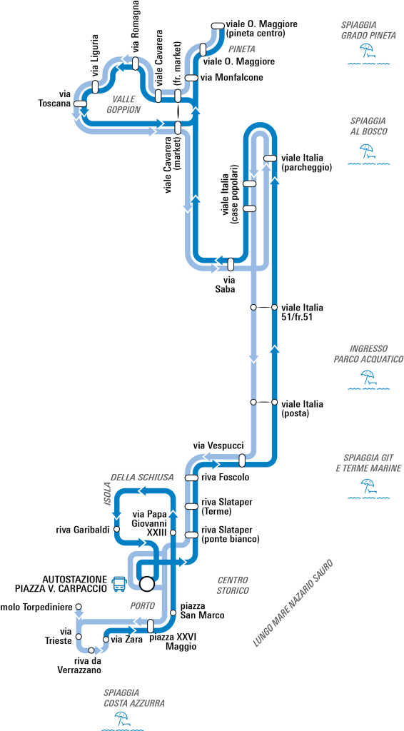 mappa servizio urbano di Grado primavera